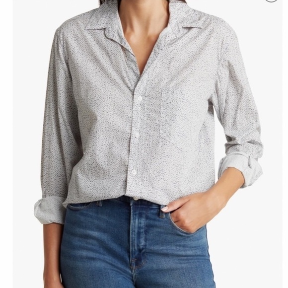 Frank & Eileen Womens Joedy Button-Up Shirt Sz XS NWT Ditsy Oversized Minimalist - Picture 4 of 16